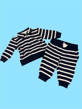 RL Baby Striped Navy & White Hoodie Set